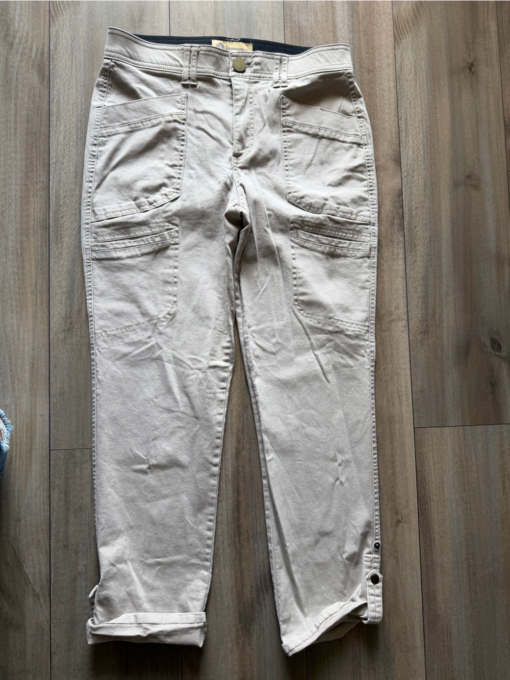Democracy Beige/Taupe Track Pants with Cargo Pockets